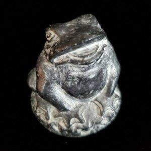 Vintage Al Wolf Hand Carved Frog Toad Soapstone Art Sculpture Canada Signed WE